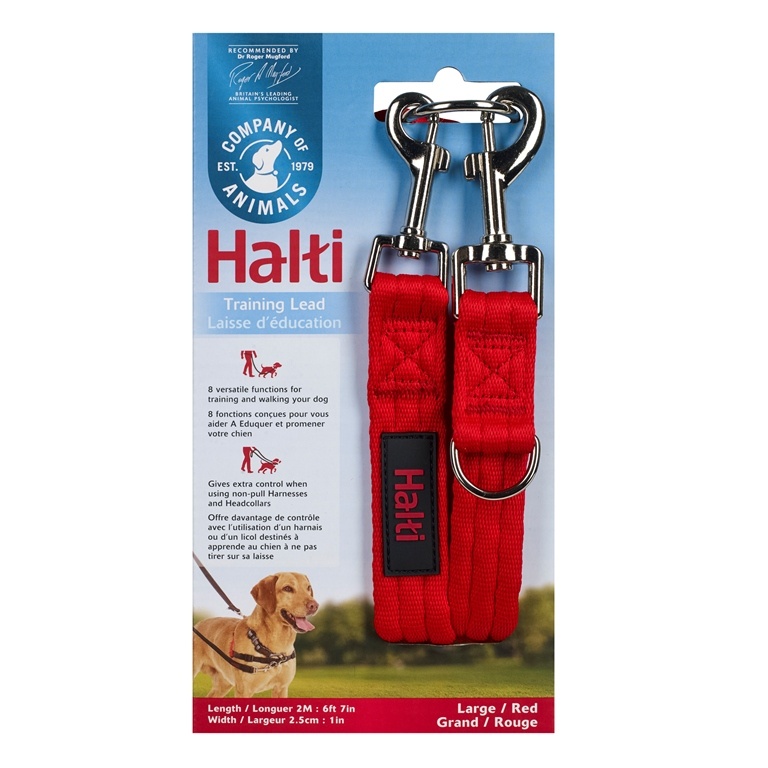 Поводок-перестежка для собак HALTI Training Lead, красный, 200х2.5см от магазина dog22.ru 