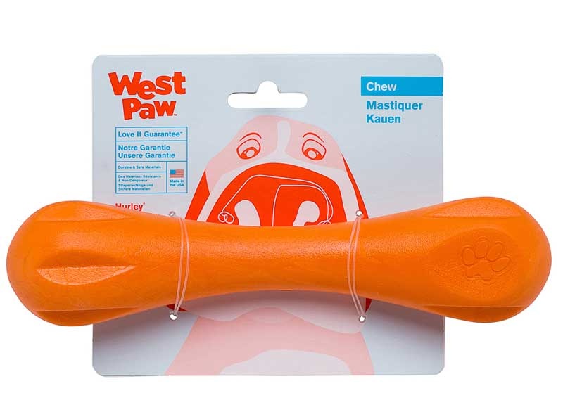 Игрушка для собак гантеля West Paw Zogoflex Hurley S 15 см оранжевая от магазина dog22.ru 