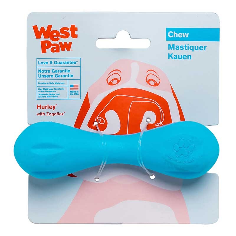 Игрушка для собак гантеля West Paw Zogoflex Hurley XS 11,5 см голубая от магазина dog22.ru 
