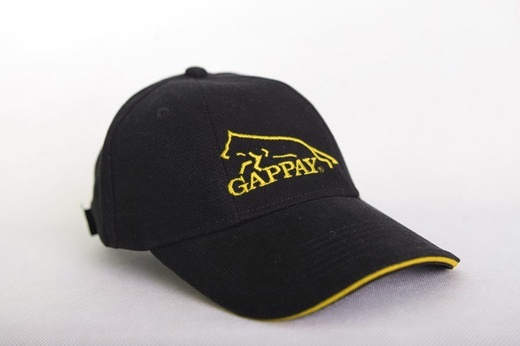 Бейсболка Gappay черная, с жёлтой полосой и логотипом от магазина dog22.ru 